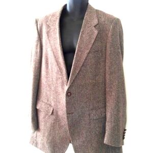 JOE NAMATH Signature Collection Brown Herringbone Blazer, 44